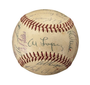 1954 A.L. Champion Cleveland Indians Team Signed Baseball